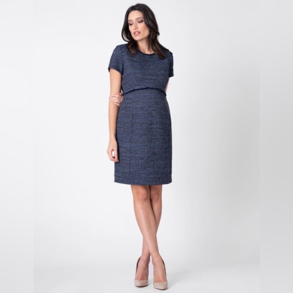 Seraphine Blue Tweed Dress - Picture 3 of 7